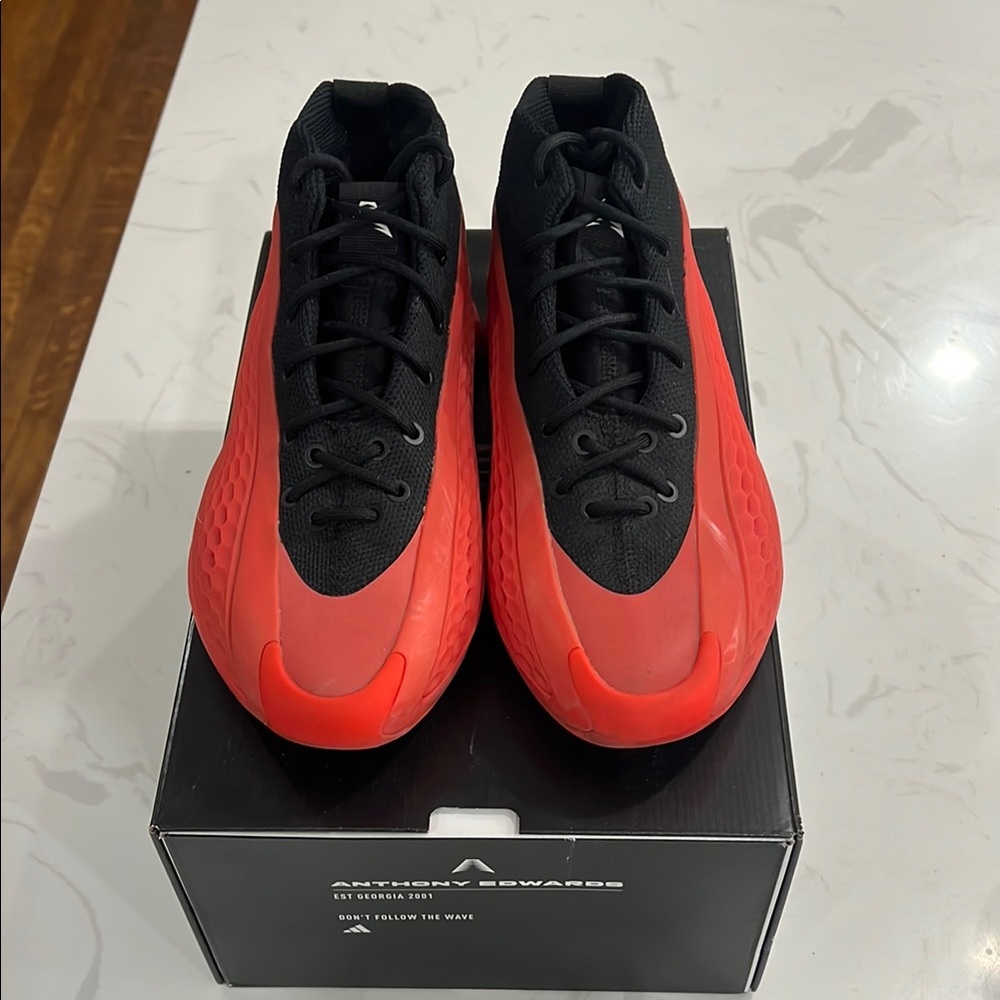 Anthony Edwards Adidas Black and Red Sneakers for Athletic Performance